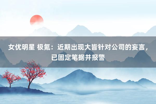 女优明星 极氪：近期出现大皆针对公司的妄言，已固定笔据并报警